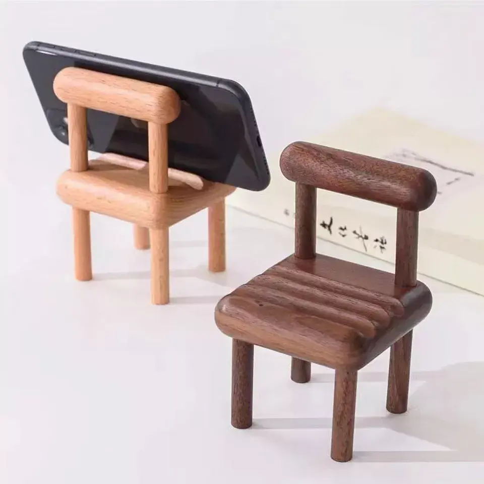 Новейший дизайн 2022 деревянные поделки держатель для ленивых роскошный деревянный держатель для телефона держатель в форме стула