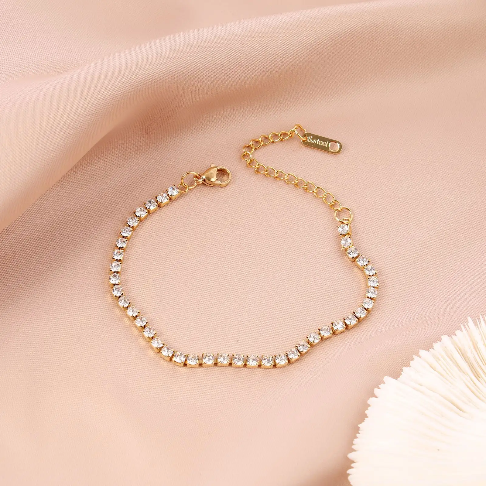 Moda oro placcato in acciaio inossidabile regolabile a fila singola classica 3 mm4 mm zircone bracciali tennis gioielli donna uomo