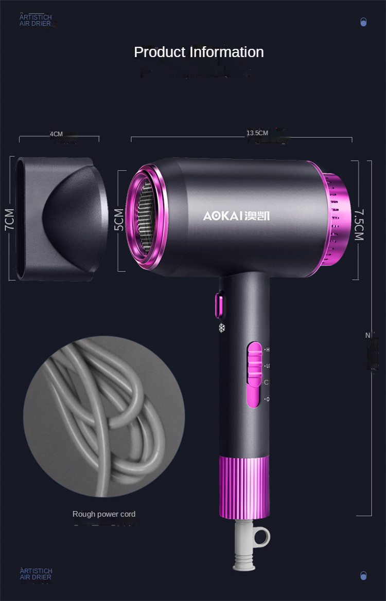 Source factory salon negative ion hair dryer 1200W high-power hot and cold Professional hair dryer home travel drop shipping