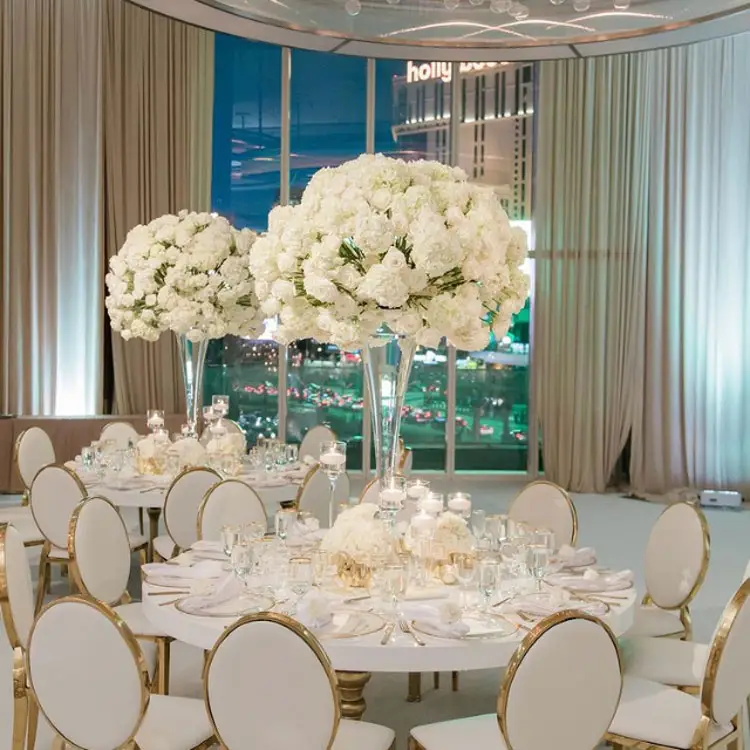 GIGA卸売20フィート白い花バラガラスボール結婚式の装飾造花ボール