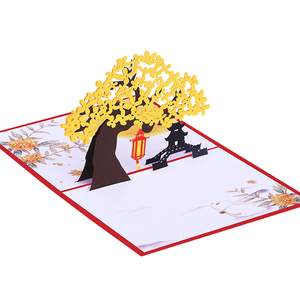 3 ביתן עץ osmanthus פסטיבל אמצע הסתיו כרטיס ברכה צבע כרטיס ביקור מודפס עסקים סיני כרטיס החג עשוי נייר