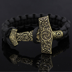 Wholesale Thor's Hammer Mjolnir Bracelet Viking Scandinavian <strong>Norse</strong> Viking Bracelet Men Gift - Product Image 3