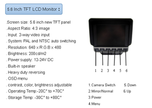 5.6 Inch Digital <strong>LCD</strong> Monitor with 2 <strong>Reverse</strong> Camera Rear View <strong>System</strong> Reversing Aid for Truck Bus Van ford Fiesta - Product Image 5