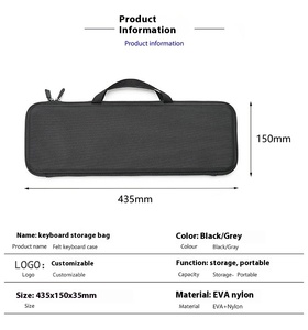 Eway Tragbare EVA-Hartschalen-Tastaturtasche Schwarz 3 Reißverschlüsse Kabellose Bluetooth-Konnektivität Stoßfester Schutz - Product Image 2