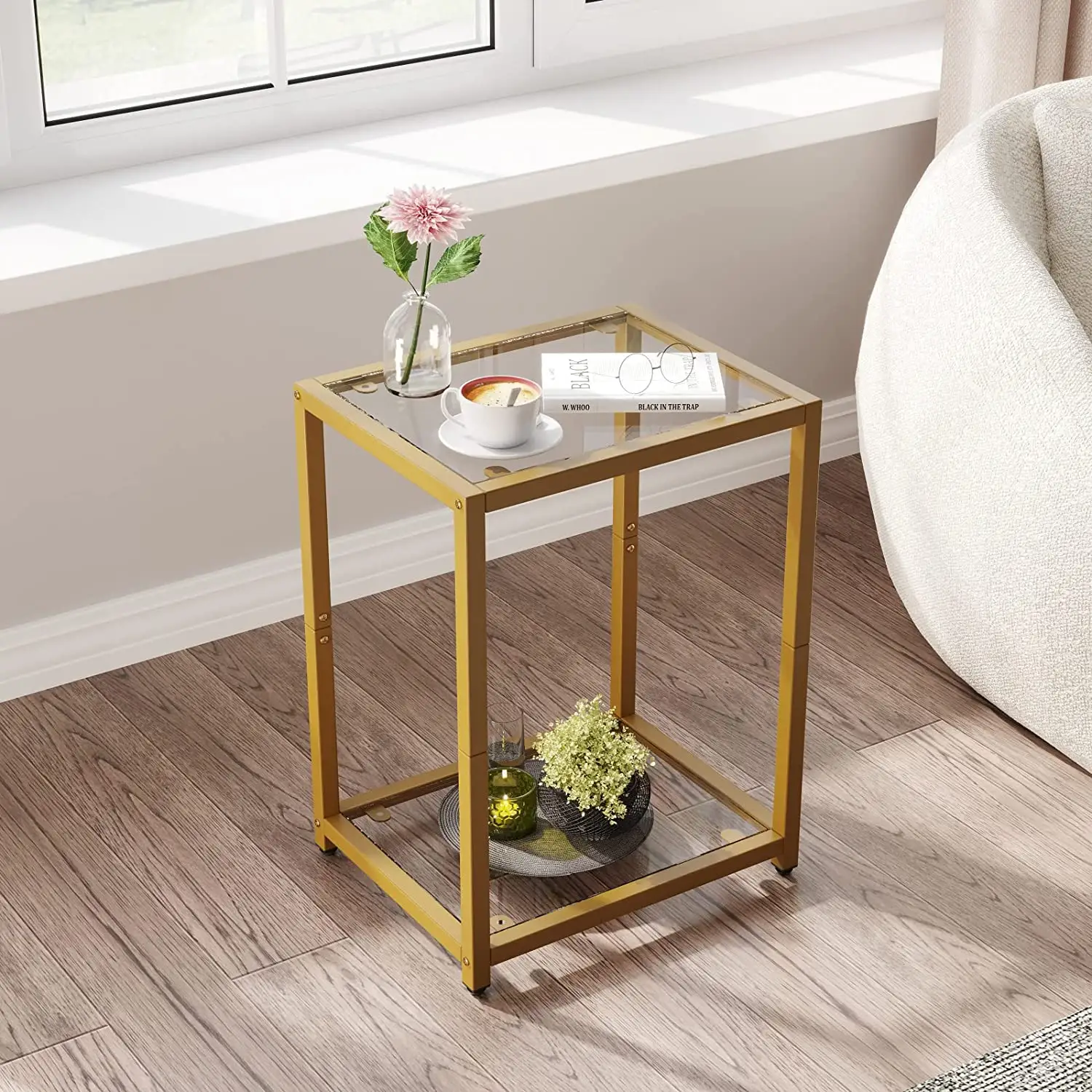 Juego de mesa de centro moderno de lujo para el hogar, muebles de sala de estar con extremo superior de vidrio, sofá, escritorio lateral, mesa de centro elegante