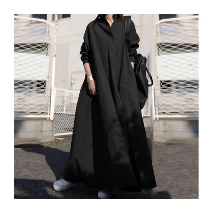 Vestido de lino de talla grande para mujer, ropa holgada de manga larga de estilo étnico Retro japonés