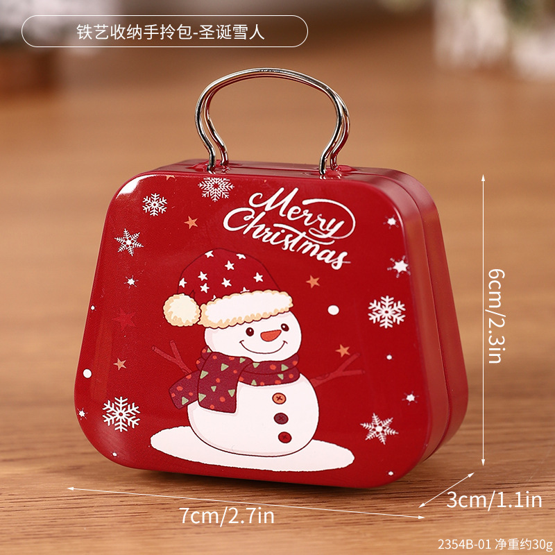 2354B-01 Sac à main de rangement en fer forgé - Bonhomme de neige de Noël