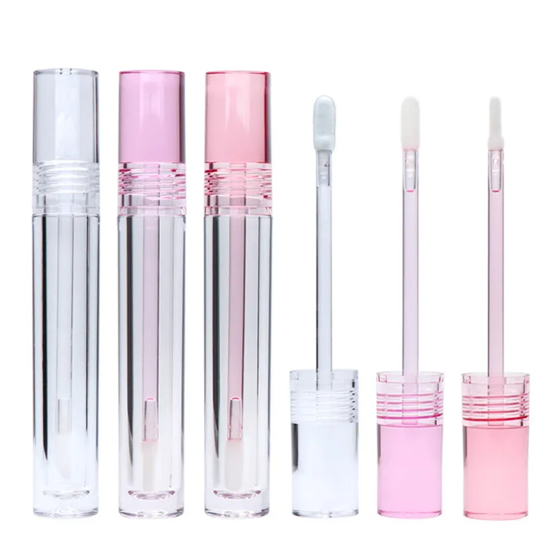 Hot Sale 7.8ml Zylinder Private Label Lip gloss Behälter Full Clear Pink Red Custom Logo Lip gloss Tubes mit Pinsel