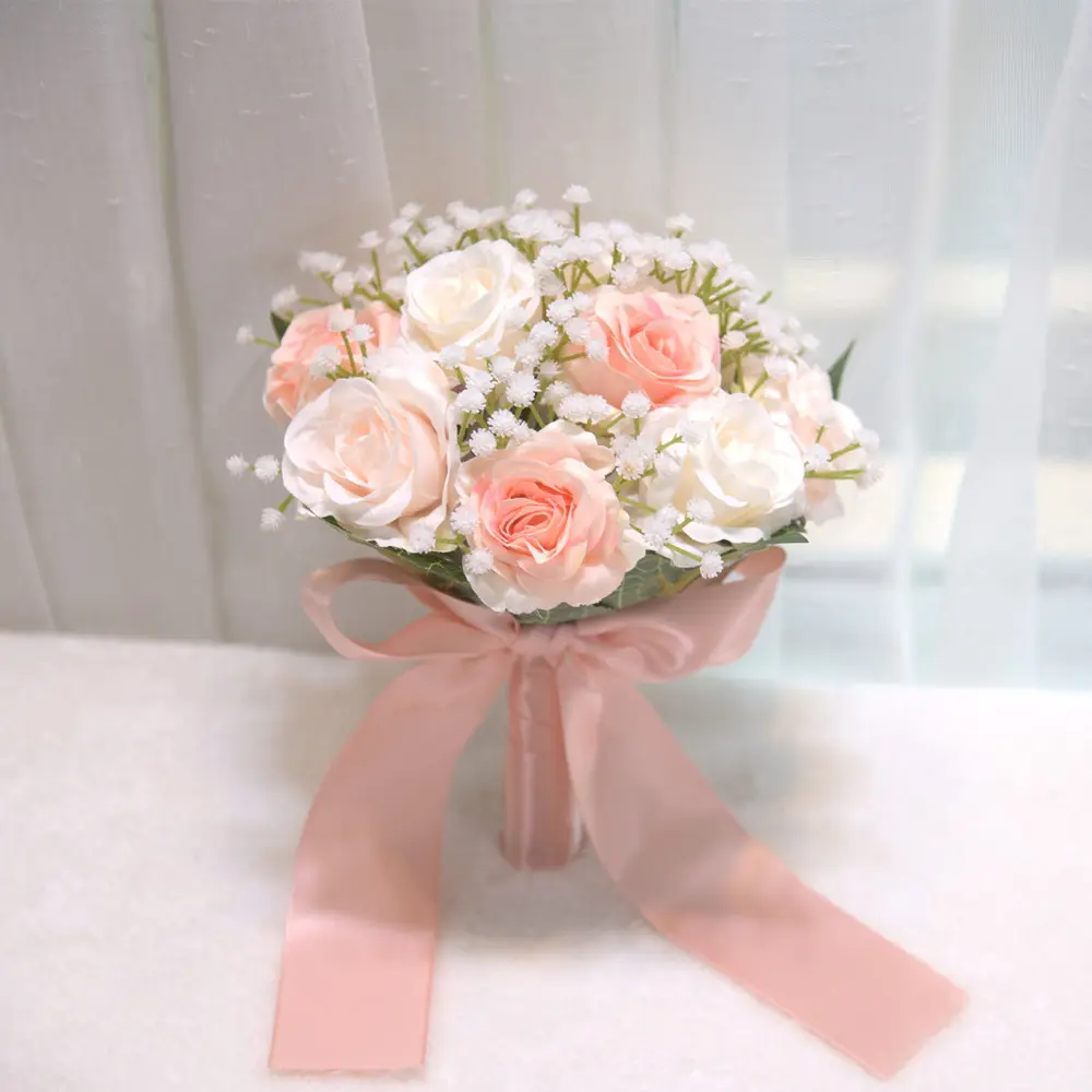 Nuovi bouquet da sposa a forma di goccia di simulazione stile esterno matrimonio sposa che tiene fiori di scena foto di nozze