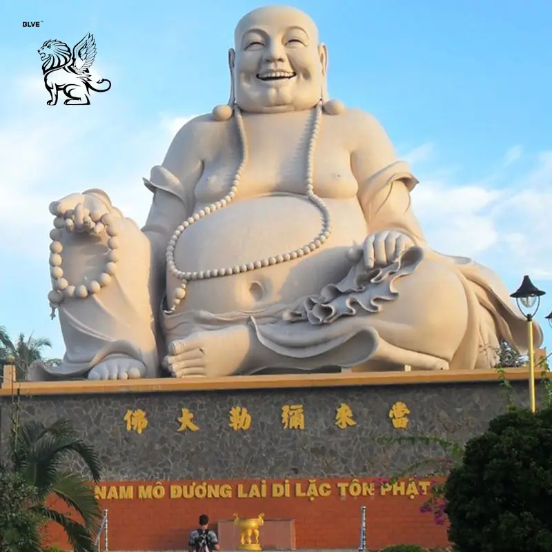 Décoration extérieure religieuse sculpture sur pierre grande statue de bouddha riant grandes statues de bouddha assis