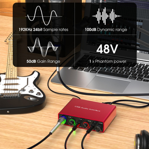 Interface De <strong>Audio</strong> Kit Professional External 24 Bit 2 Channel 192khz Recording Studio Equipment Sound Card Usb <strong>Audio</strong> Interface - Product Image 2