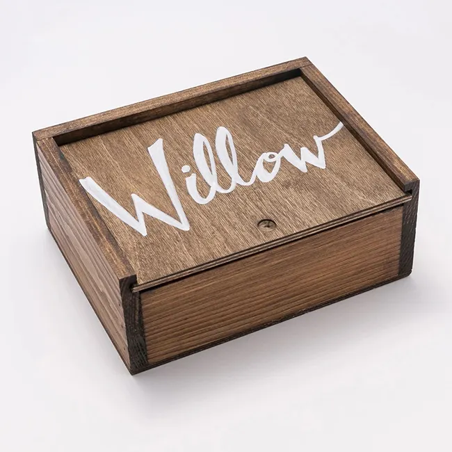 Corredera personalizada tapa caja de madera de Color oscuro de madera Cajas de Regalo