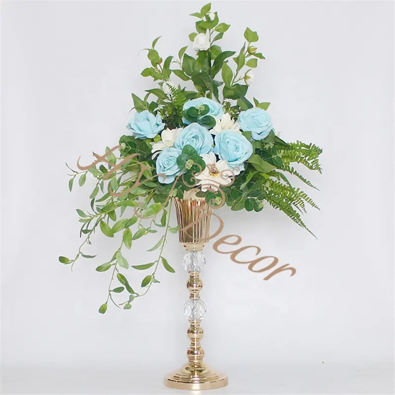 HY Flower Stand centrotavola per matrimoni decorazione vasi per tromba in acrilico di cristallo alto in metallo per fiori da tavola di nozze