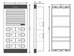 Hochwertige 2 Ruf tasten Intercom Audio Tür verkleidung Zugangs kontrolle mit 3 n Kabels ystem Gleichstrom versorgung für mehrere Familien - Product Image 4