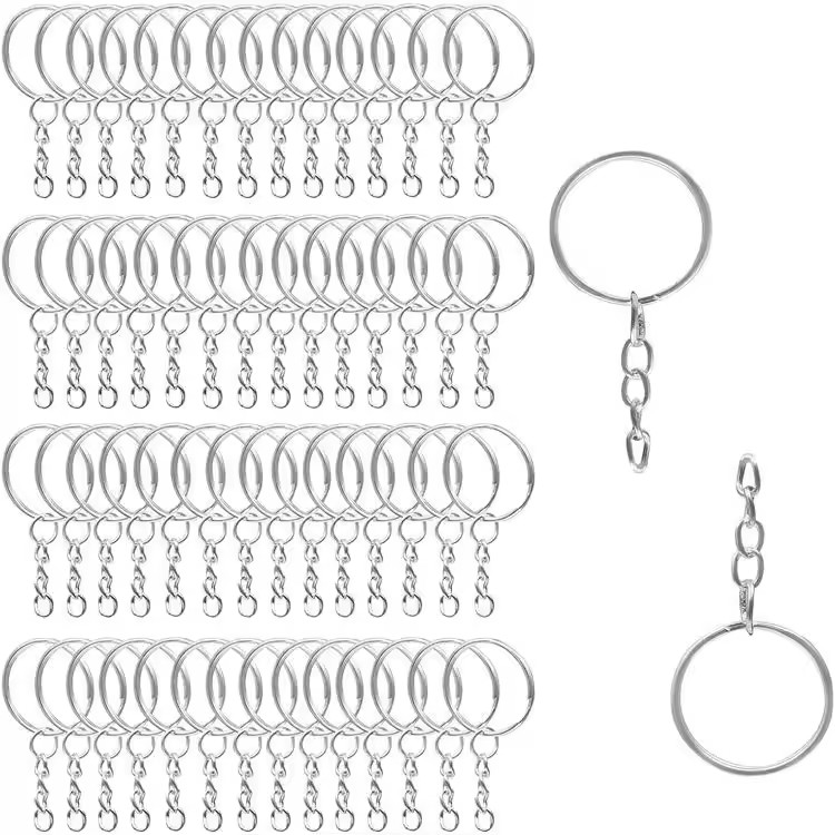 Porte-clés lisse de 30 mm avec boucle de chaîne