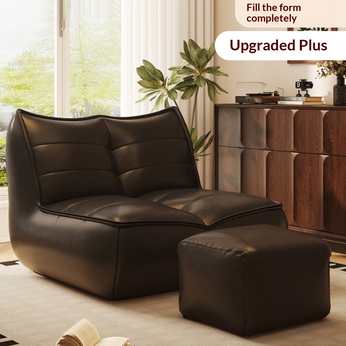 Black sofa+footrest