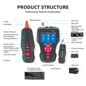 El probador de cable de red LAN multifuncional Noyafa incluye pruebas PoE/PING RJ45 RJ11 BNC Pantalla a color - Product Image 6