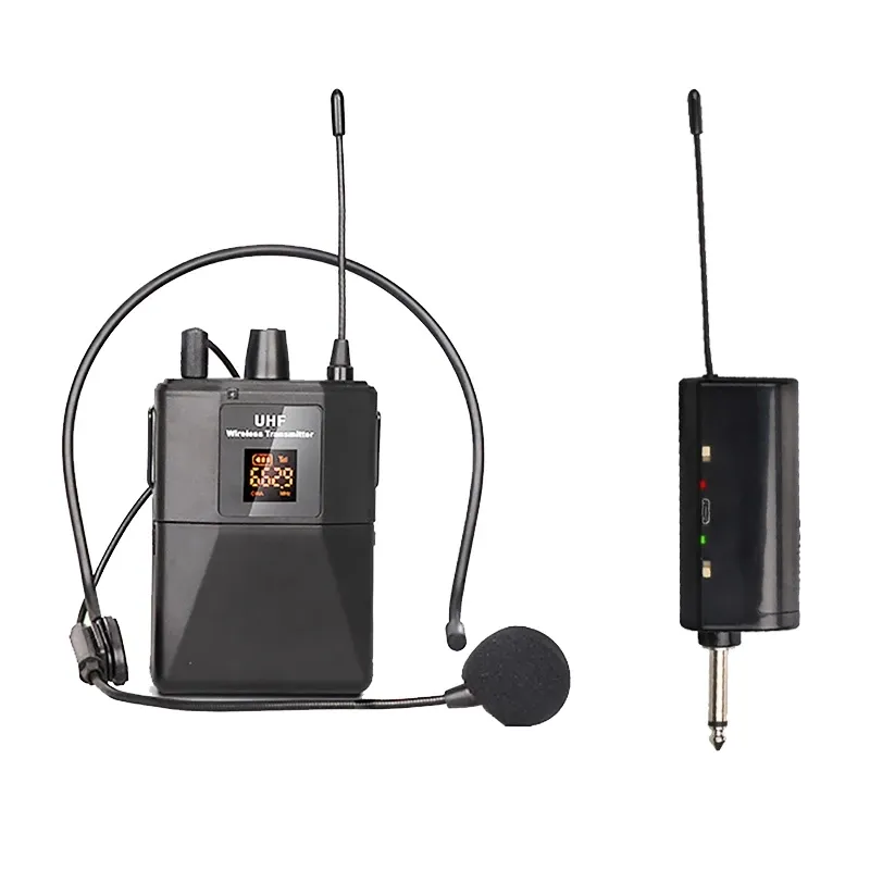 Professionale UHF microfono senza fili auricolare portatile Lavalier microfono Cordless con trasmettitore per gli insegnanti guida discorso