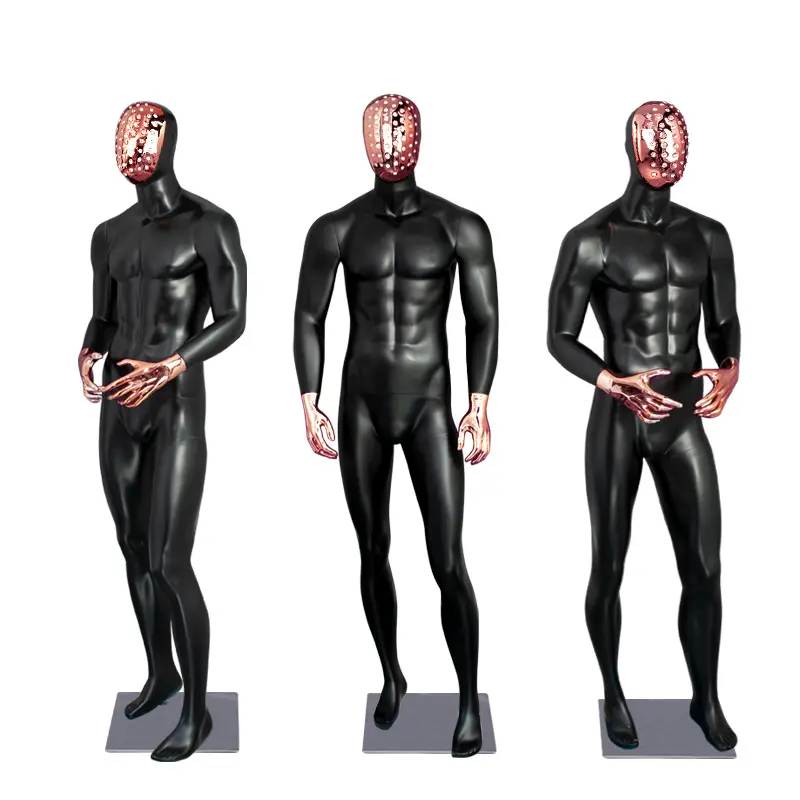 Cabeza de diamantes hecha a mano de gama alta Pantalla traje masculino negro Modelo maniquí de pie