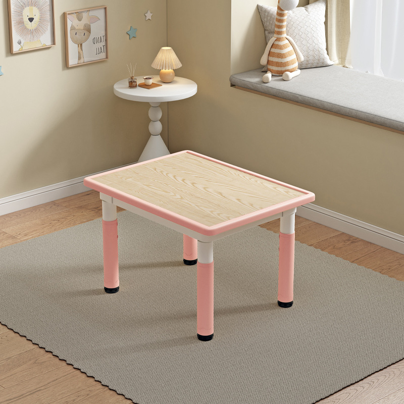 Table simple rose bégonia grain de bois
