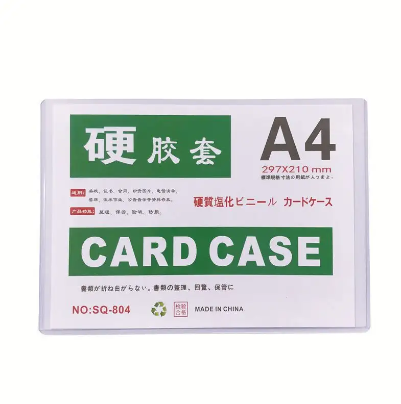 Étui pour cartes en PVC souple A4 A3 A5 étui pour cartes de licence commerciale étanche étui de protection pour cartes de documents en PVC dur