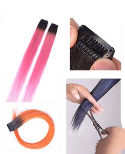 Ombre Two Tone Red Purple Clip in <strong>One</strong> Pieces <strong>Human</strong> Hair Extensions Colorful Clip in Remy Hair Extensions - Product Image 4