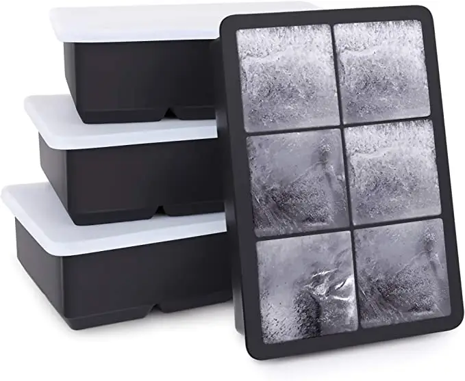 De silicona bandeja de hielo para hacer 4/6/8/12 piezas grandes cubos de hielo fácil liberación reutilizable moldes fabricante extraíble con tapas