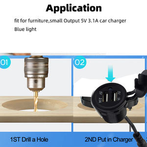 DC <strong>12</strong> <strong>V</strong> 24V Output 5V 3.1A DC Connector Cable Furniture Dual USB Charger <strong>Socket</strong> for Phone Mobile - Product Image 3