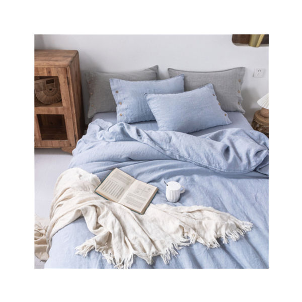Blue 100% Linen Duvet Cover