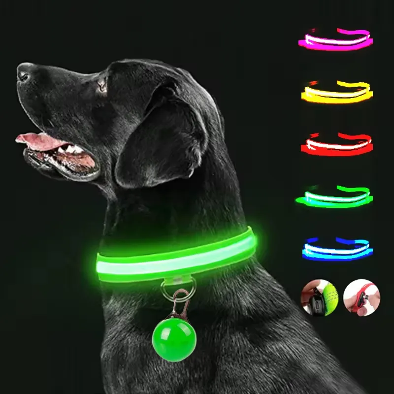 Điện tử Pet LED Dog Cổ áo có thể điều chỉnh flash Recharge Pet collars phản quang LED cổ áo cho chó đêm Chống mất Dog sản phẩm