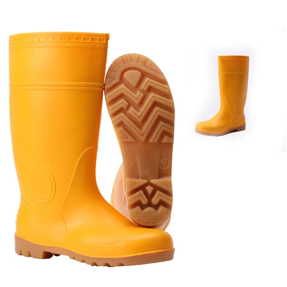 anti-slip high quality long steel toe cheap unisex rubber pvc rain boots gum boots for men waterproof shoes