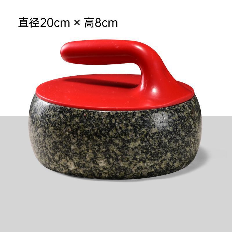 Green stone curling stone with red handle 20*8cm