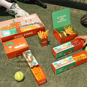 Custom Arabic Deli Fast Food Takeout to Go Sliding Open Burger Shawarma Corn Hot Dog Slide Drawer Box Paper Packaging Container - Product Image 1
