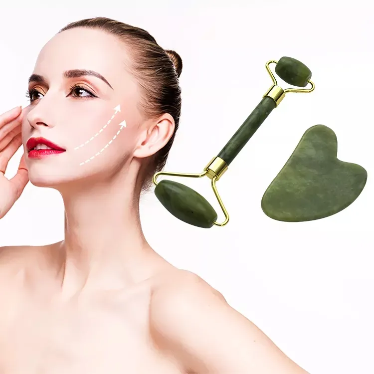 Rodillo de jade Natural para raspar el cuello, masaje facial de belleza Natural