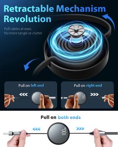 CAFELE 5 in 1 Retractable 100W Fast Charging Cable USB A USB <strong>C</strong> Date USB Cable PD3.0 5A Multi Type <strong>C</strong> Charge <strong>Code</strong> for Phone 16 - Product Image 4