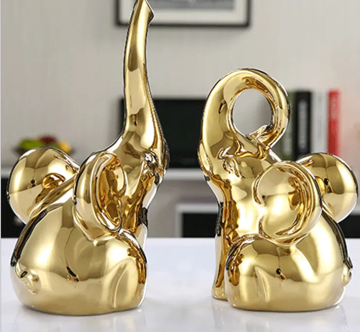 Figuritas decorativas de cocodrilo doradas de cerámica, decoración para el hogar con parte trasera brillante, tamaño y forma, se pueden personalizar