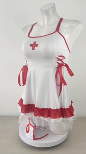 Dantel dekorasyon ve Bodysuits ile japon seksi hemşire üniforması yetişkin SM hizmetçi Cosplay iç çamaşırı erkek kadın üniformaları mevcut