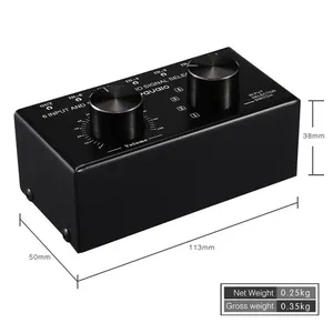 Conmutador de selección de fuente de audio RCA de 6 entradas y 1 salida de alta calidad Ajuste de volumen de metal con salida AV