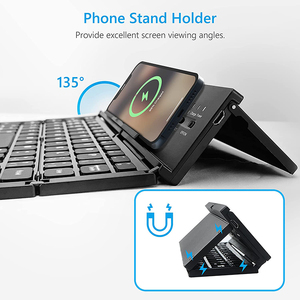 Teclado inalámbrico de dientes azules flexible plegable de tamaño de bolsillo con panel táctil para iPad con soporte oculto - Product Image 6