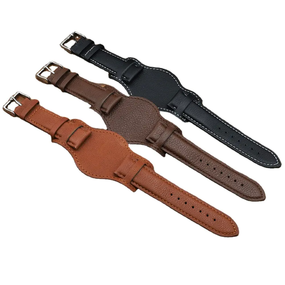 Cinturino per orologio Bund per orologi sportivi cinturini da polso sportivi in vera pelle cinturini per orologi alla moda con tappetino in Stock
