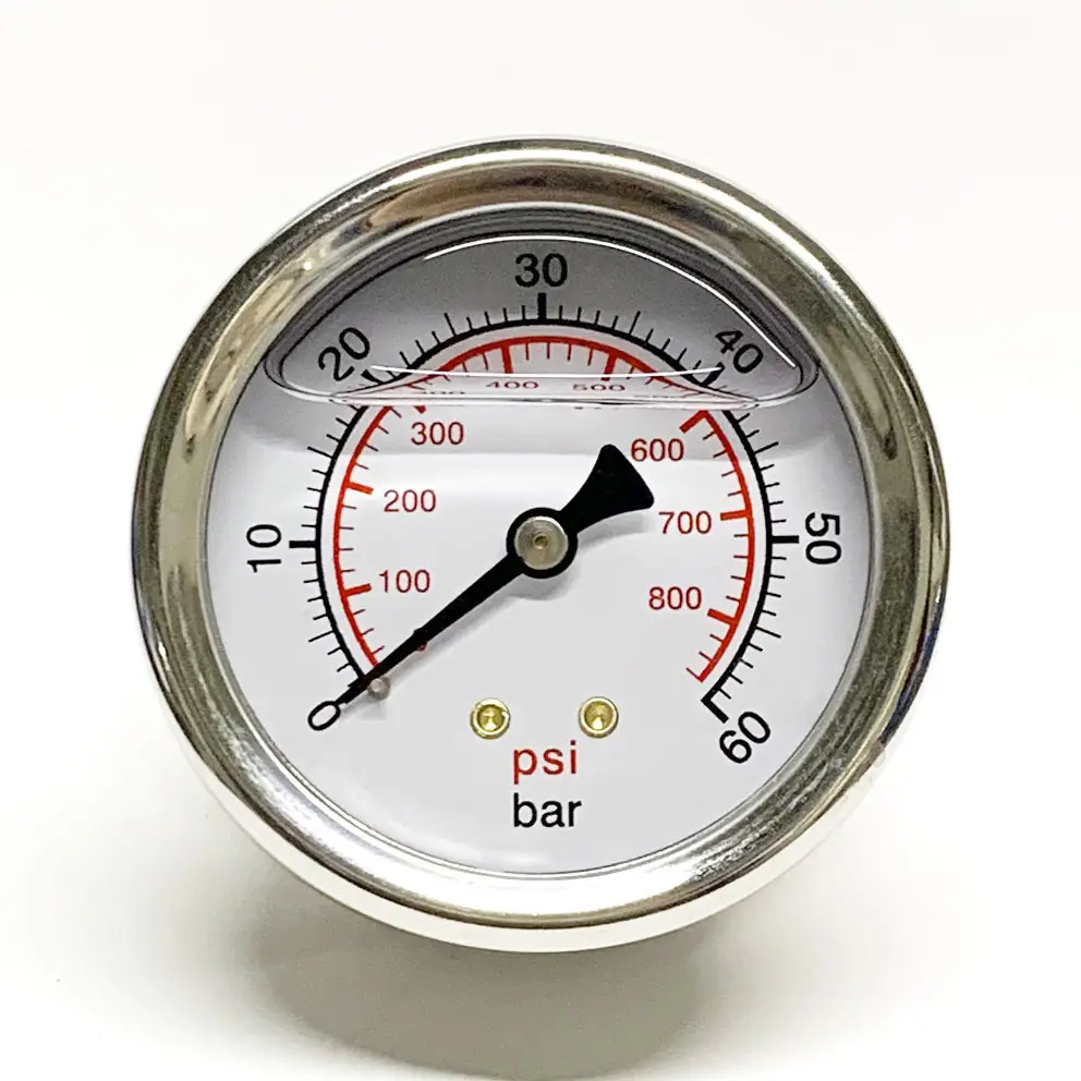 2.5" Y63 60bar/800psi 1/4NPT Double Scale Center Back Mount 63mm Oil High Pressure Gauge Water Manometer With Glycerin