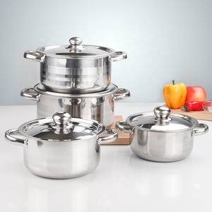 8 Pcs Large Capacity Stainless Steel Soup Pot <strong>Set</strong> High Quality Non-stick <strong>20</strong>-26cm Cookware <strong>Set</strong> with Gift Box