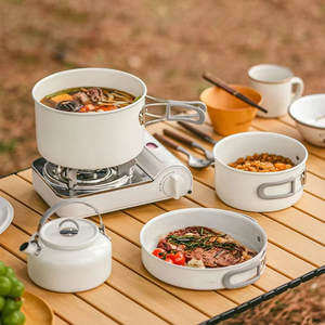 Xách tay cookwar Ấm đun nước và không dính Bộ đồ ăn ngoài trời đặt Frying Pan và chậu chảo cho cắm trại và du lịch nhà bếp cookset - Product Image 1