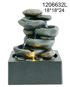 מים מזרקה קישוט feng shui יצירתי גלגל רוקה מים מזרקת אבן עם אור הוביל