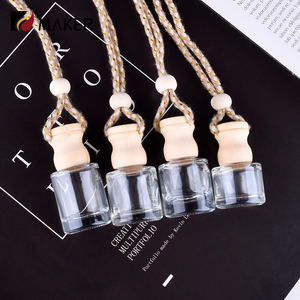 Empty 5ml <strong>8ml</strong> 10ml Wood <strong>Cap</strong> Glass Auto air Freshener Hanging Pendant Necklace Gradient Color Diffuser Fragrance Perfume <strong>Bottle</strong> - Product Image 5