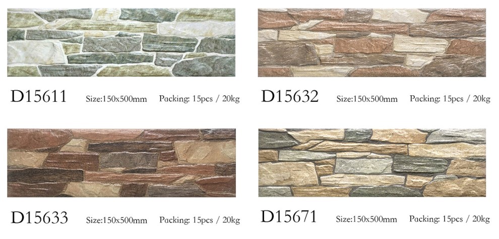 Cheap textured natural decorative outdoor stone wall tiles from factory 150x500mm