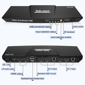 TESmart-Interruptor de entrada de alta calidad, 2HDMI + 2DP Salida 2HDMI KVM, doble Monitor, enchufe caliente 4k60Hz KVM