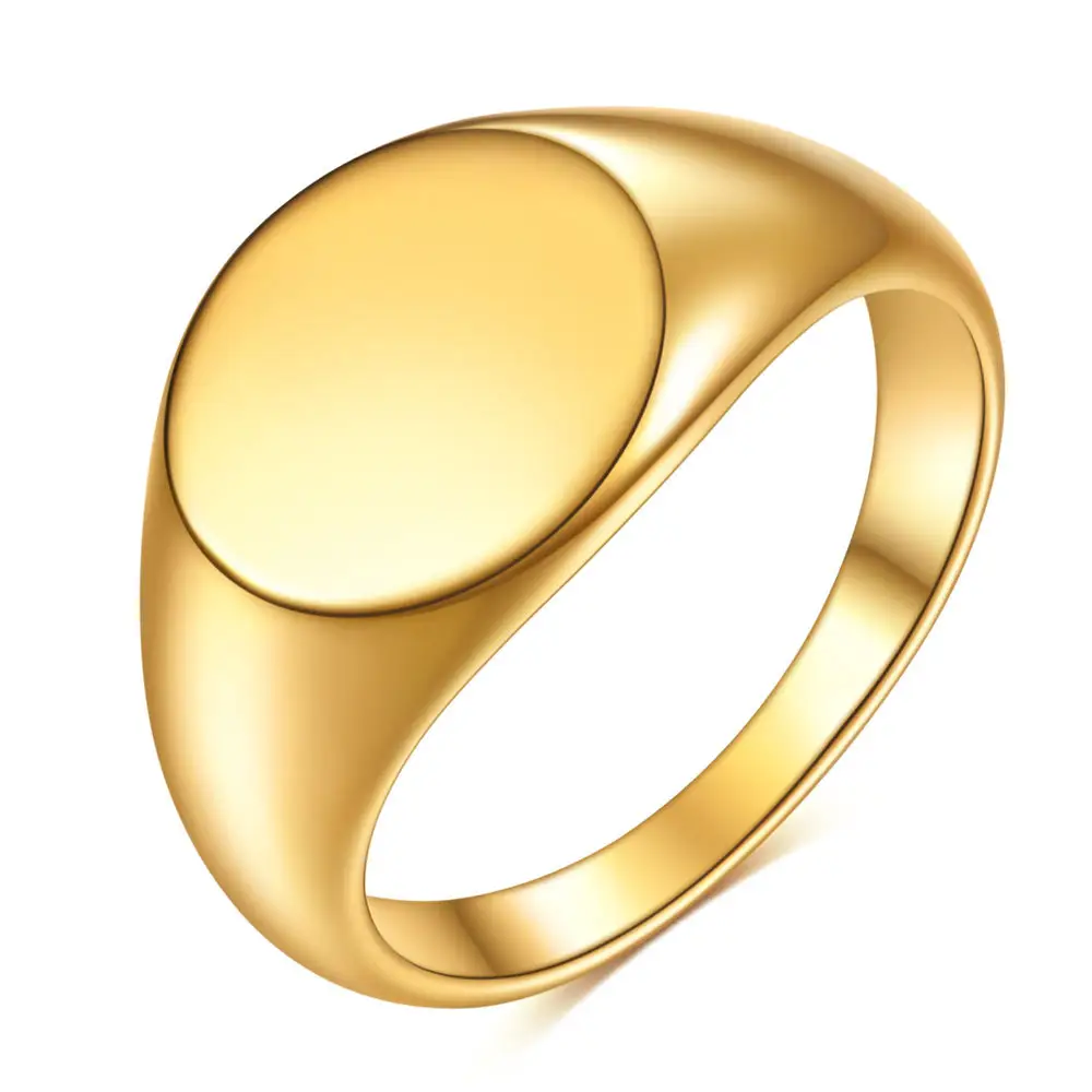 Gioielli di moda personalizzati da uomo anello con sigillo solido anello Croissant anello vuoto in acciaio inossidabile in oro 18 carati per regalo per ragazze da donna