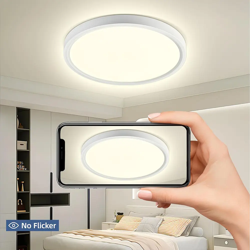 Modern kapalı plastik yüzeye monte LED tavan ışık 18W 24W 36W Ultra ince yatak odası beyaz siyah LED tavan ışıkları