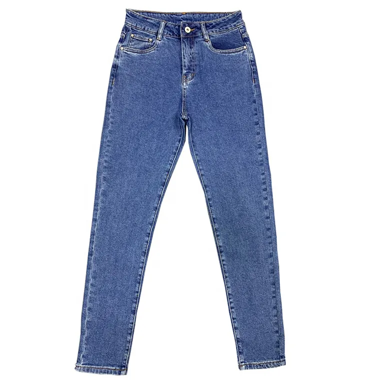 Venta caliente de moda las niñas personalizados vaqueros retro azul denim jeans Mujer Pantalones